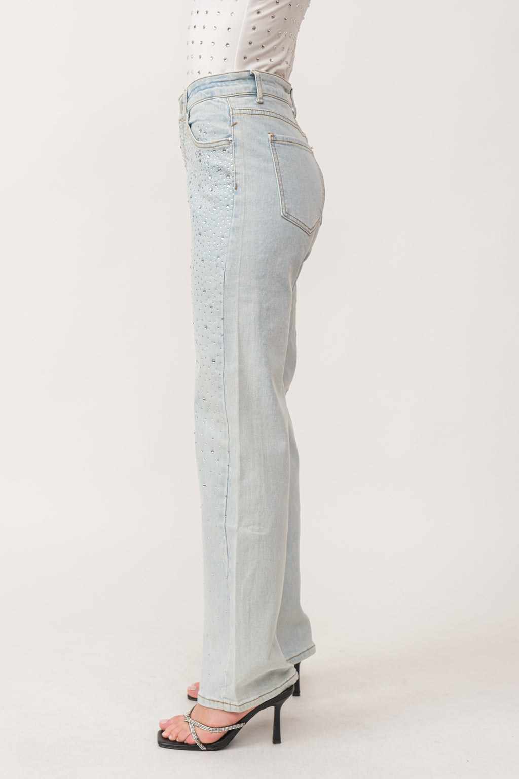 Rhinestone Wide Leg Jeans
