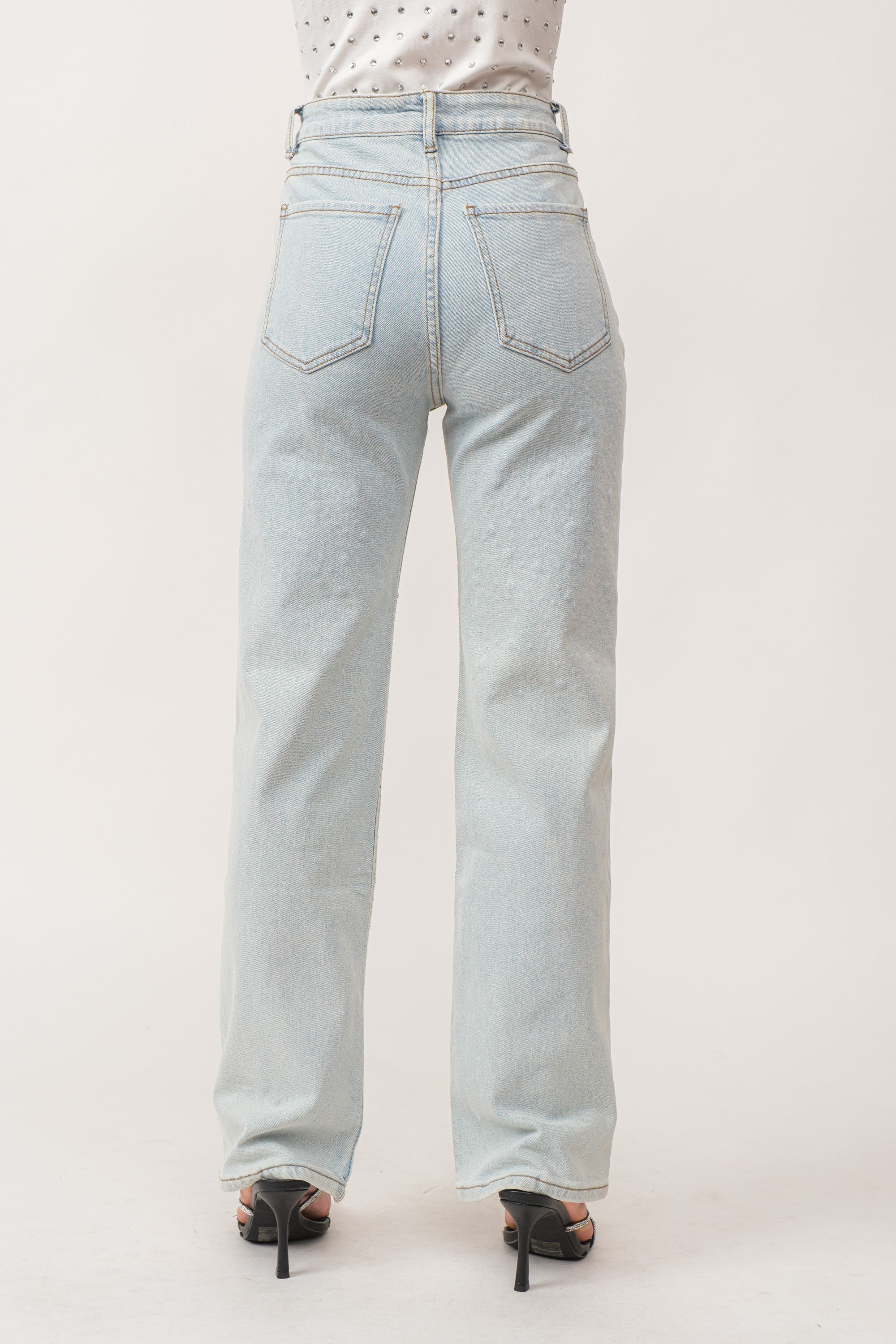 Rhinestone Wide Leg Jeans