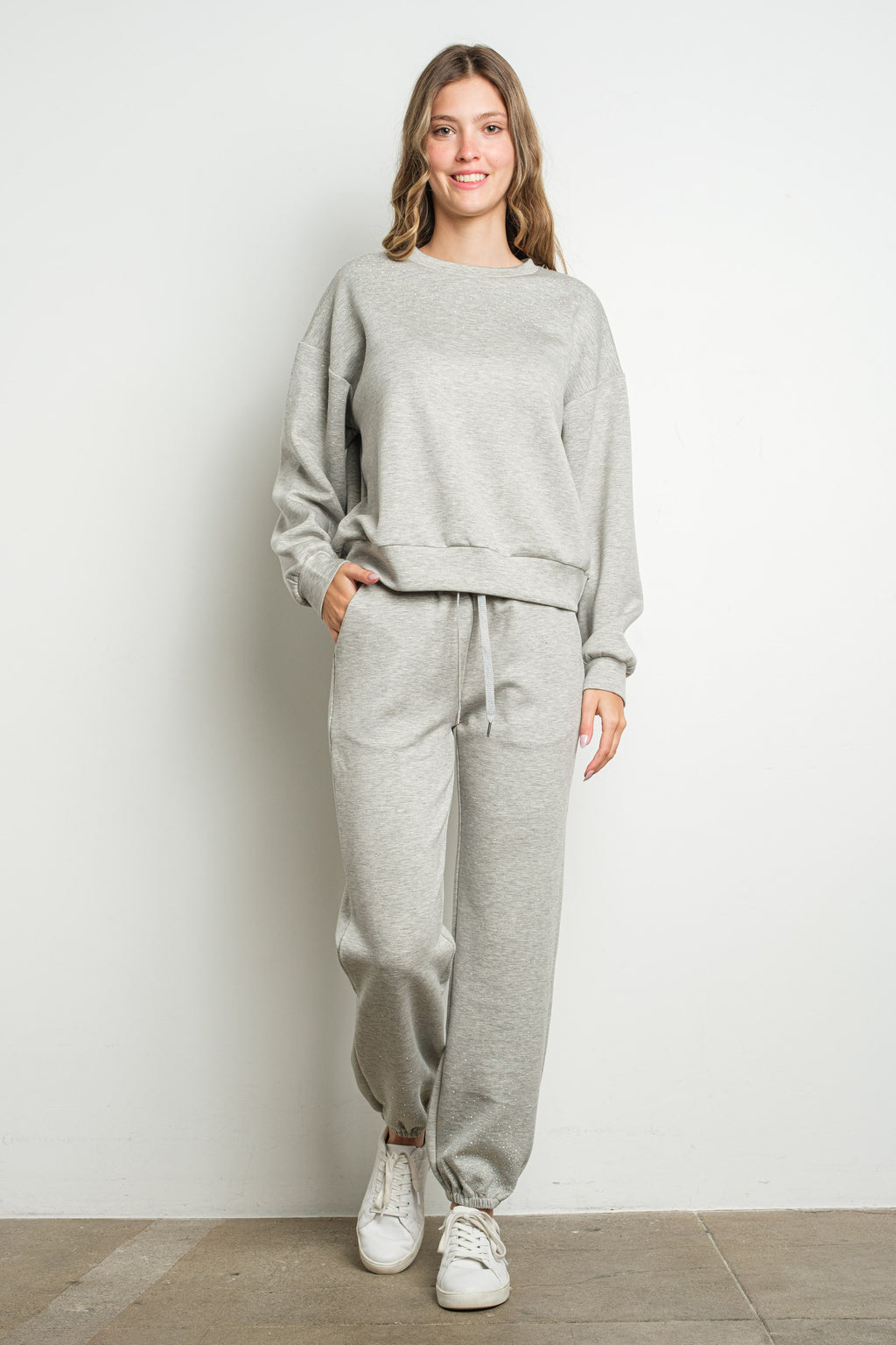 Embellished Jogger Set - Gray