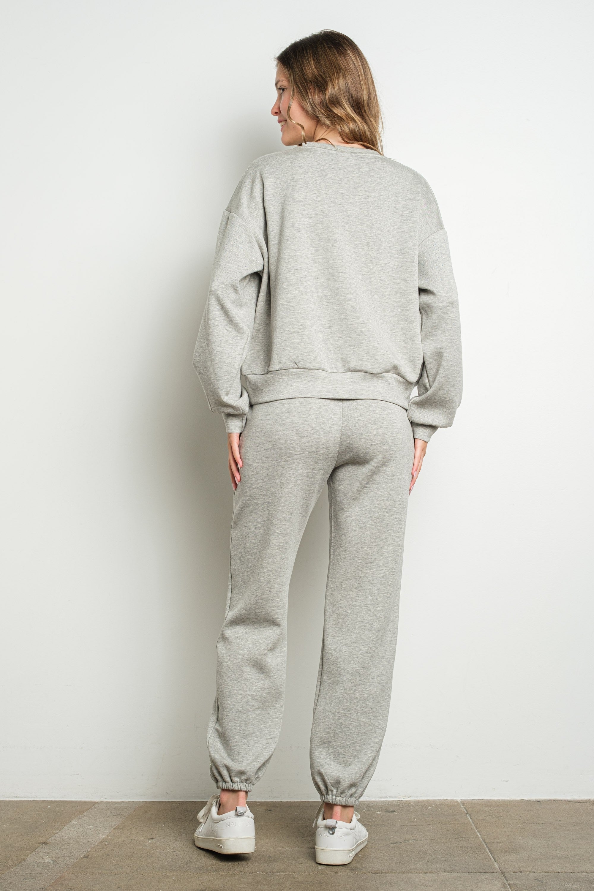 Embellished Jogger Set - Gray