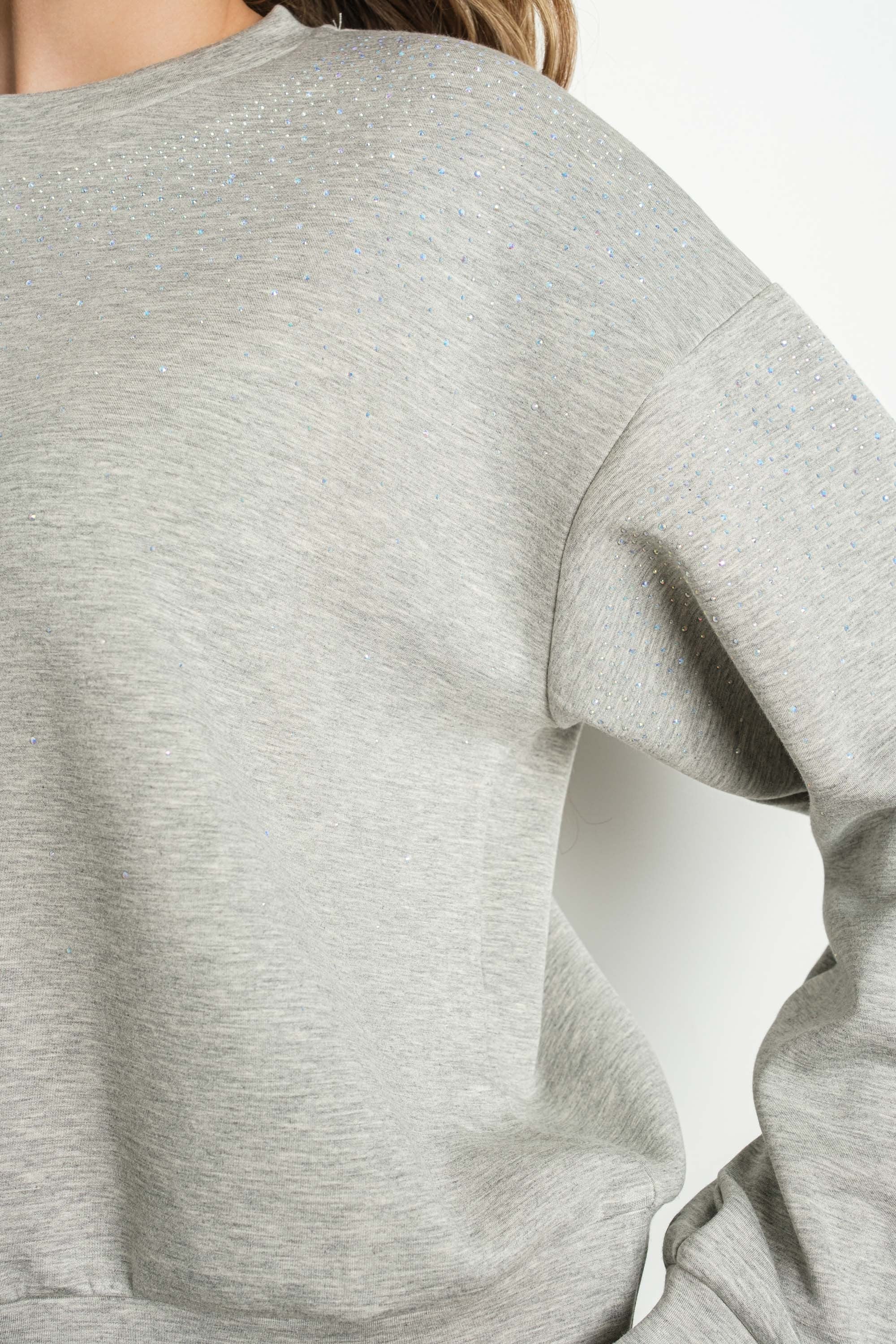 Embellished Jogger Set - Gray