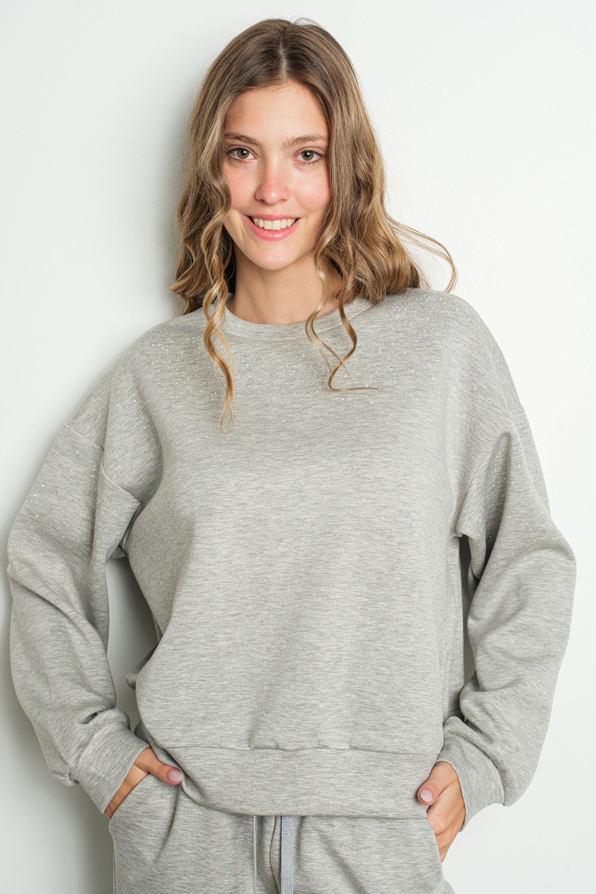 Embellished Jogger Set - Gray