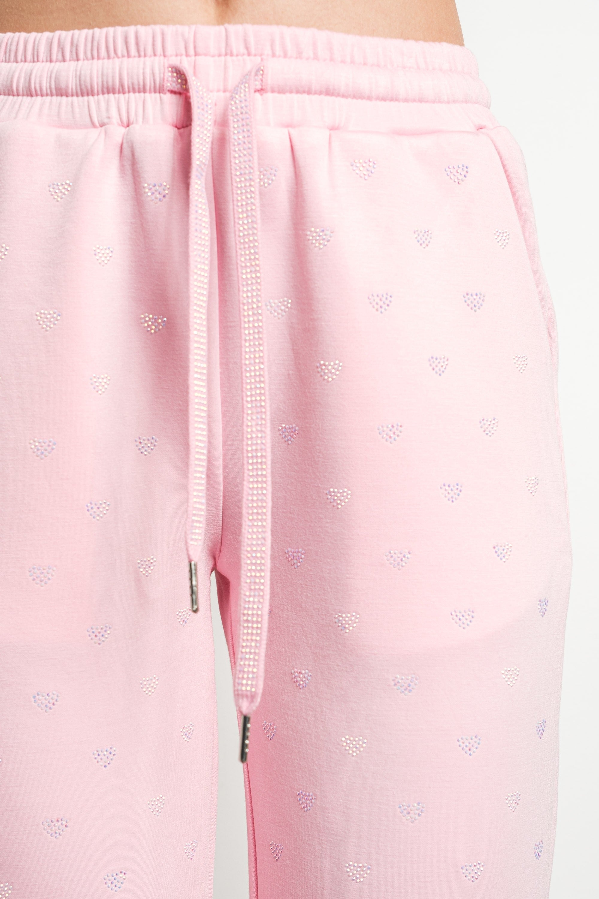 Heart Rhinestone Joggers - Pink