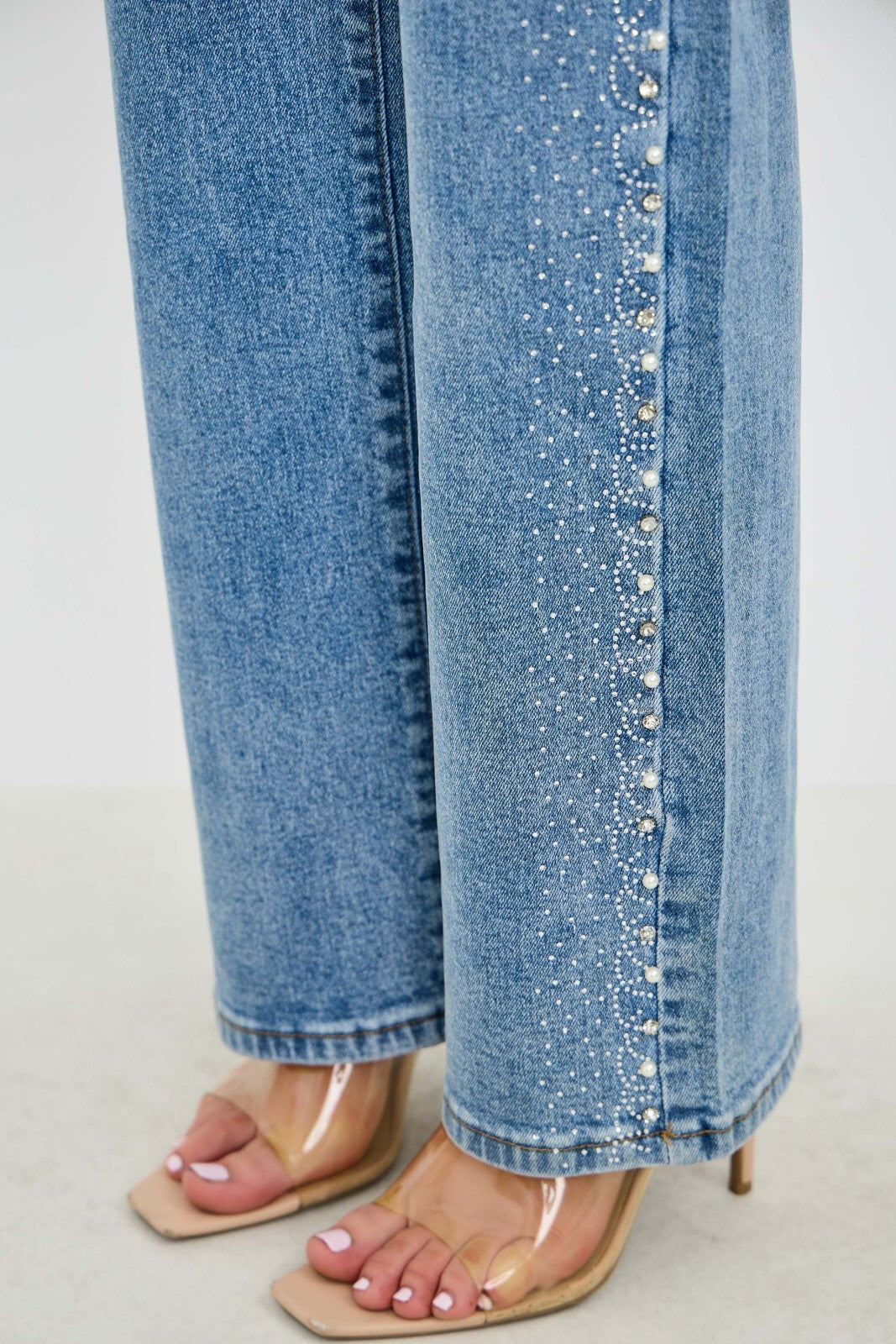 Side Seam Rhinestone Jeans