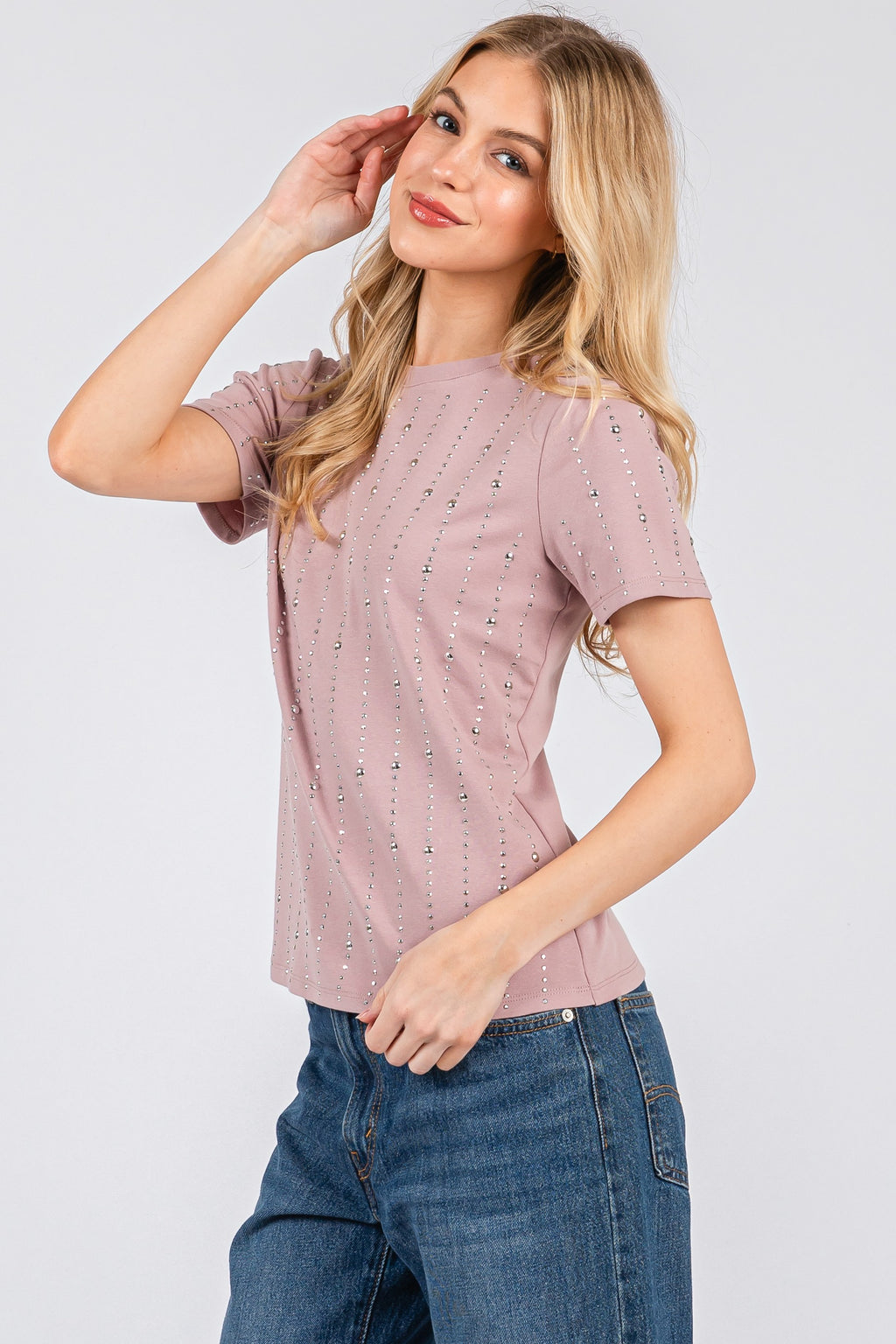 Studded T-shirt - Mauve