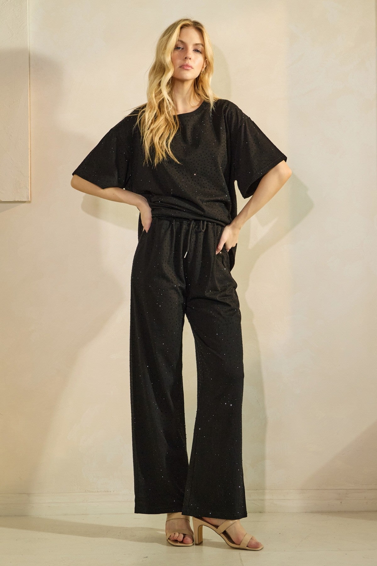 Embellished T-Shirt Set - Black