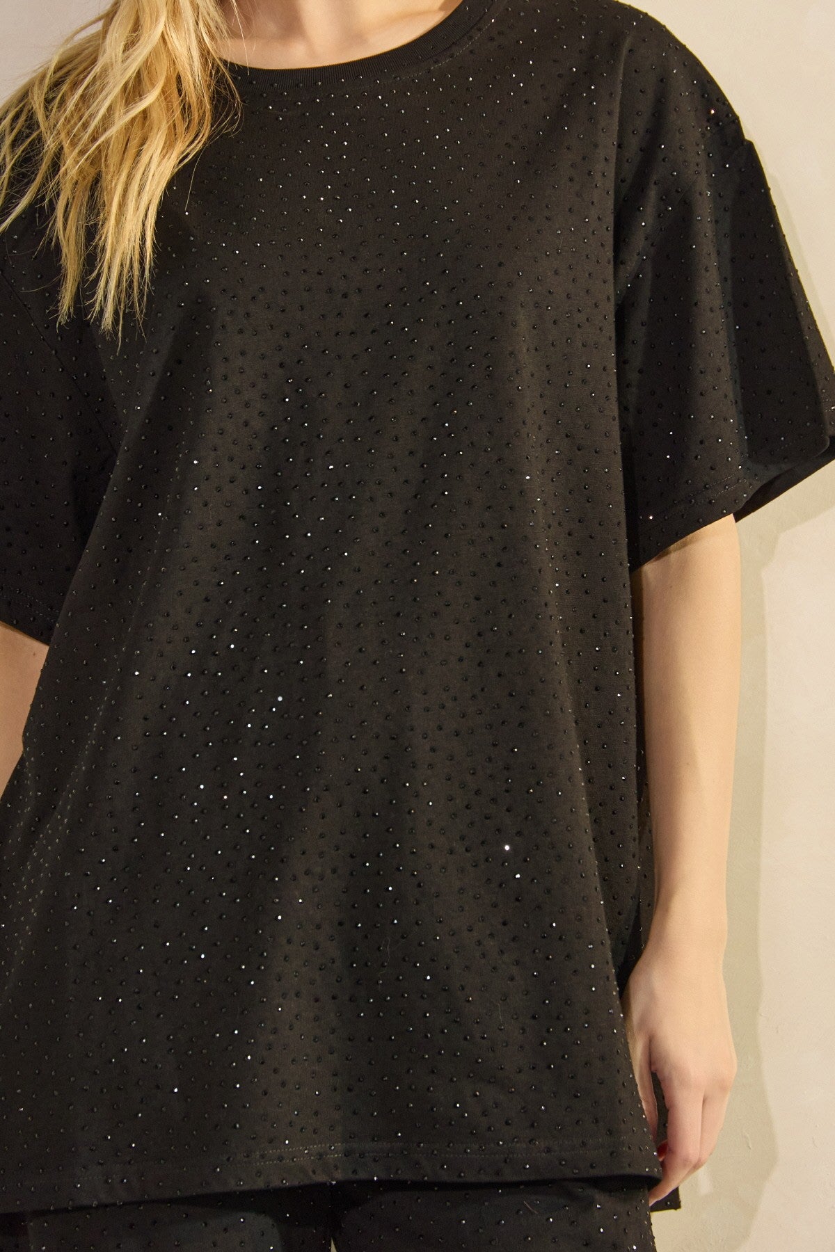Embellished T-Shirt Set - Black