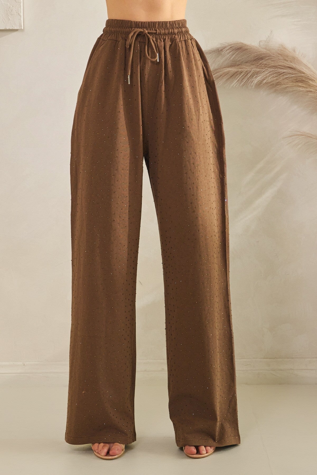 Embellished T-Shirt Set - Brown