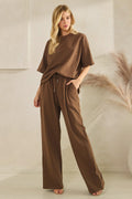 Embellished T-Shirt Set - Brown