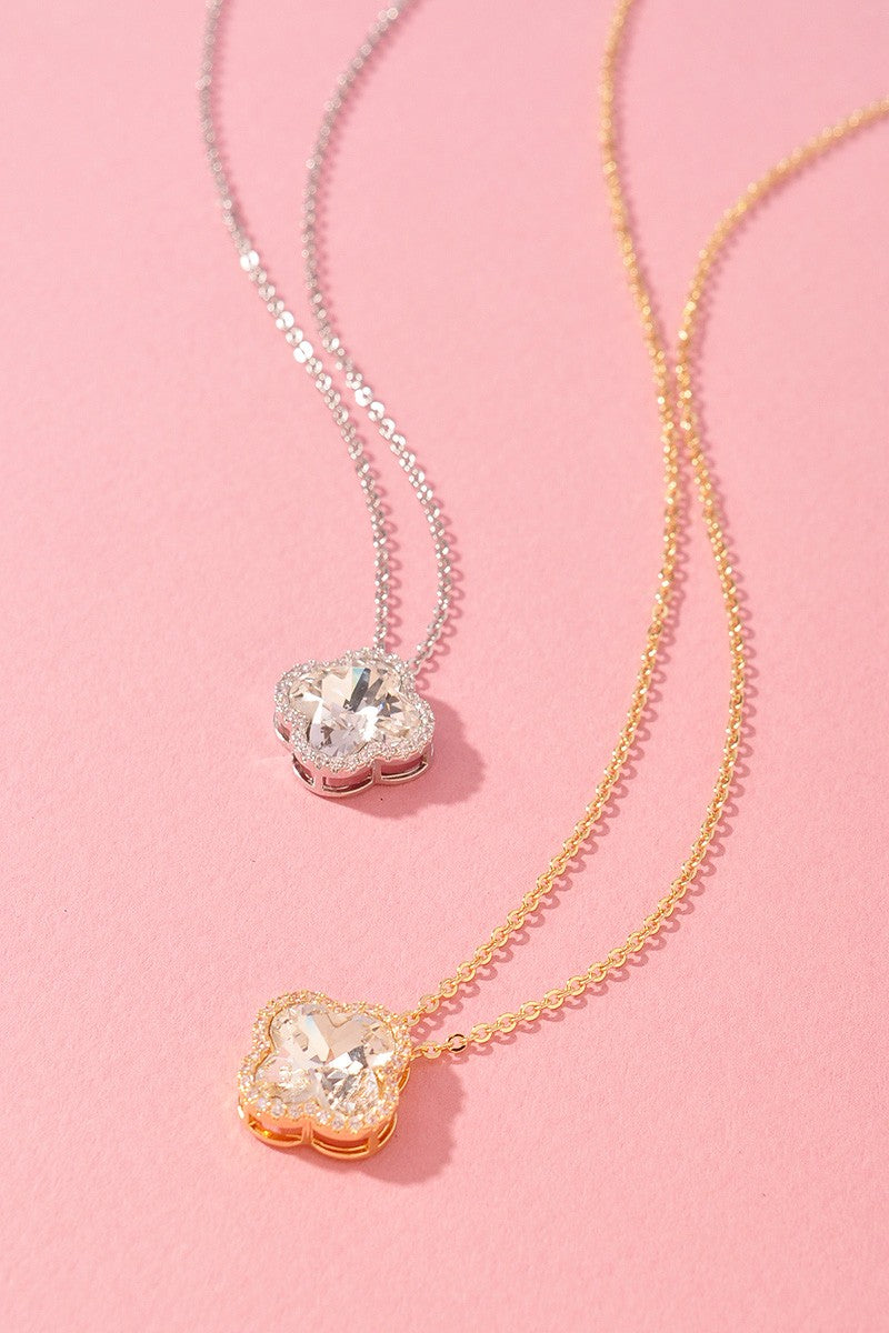 Crystal Clover Charm Necklace