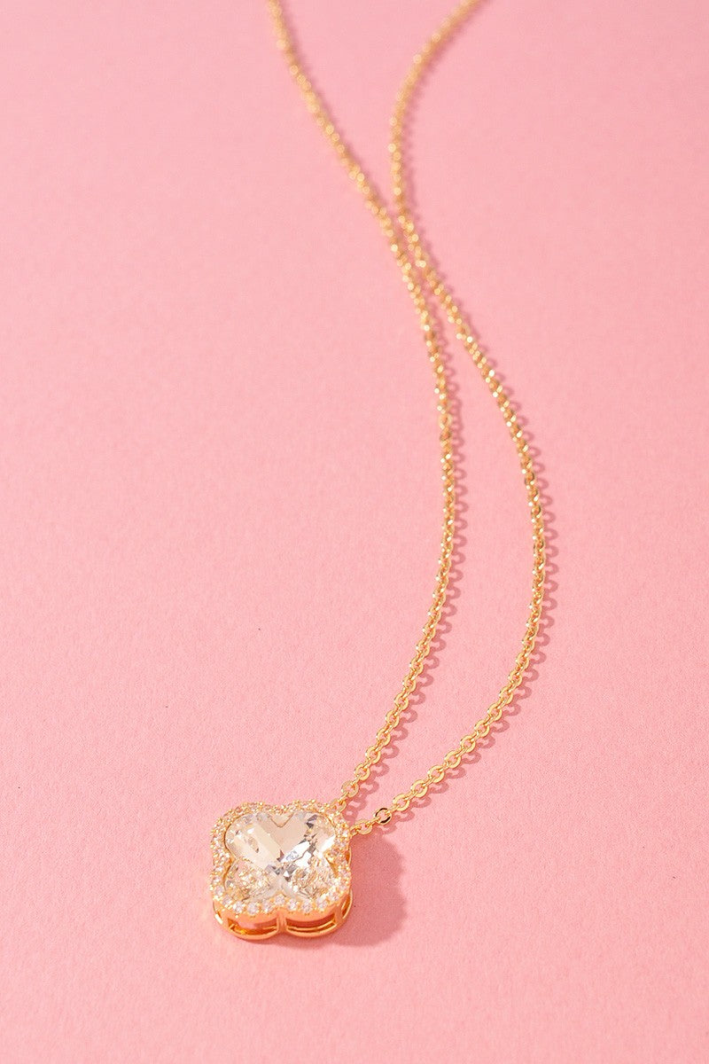 Crystal Clover Charm Necklace