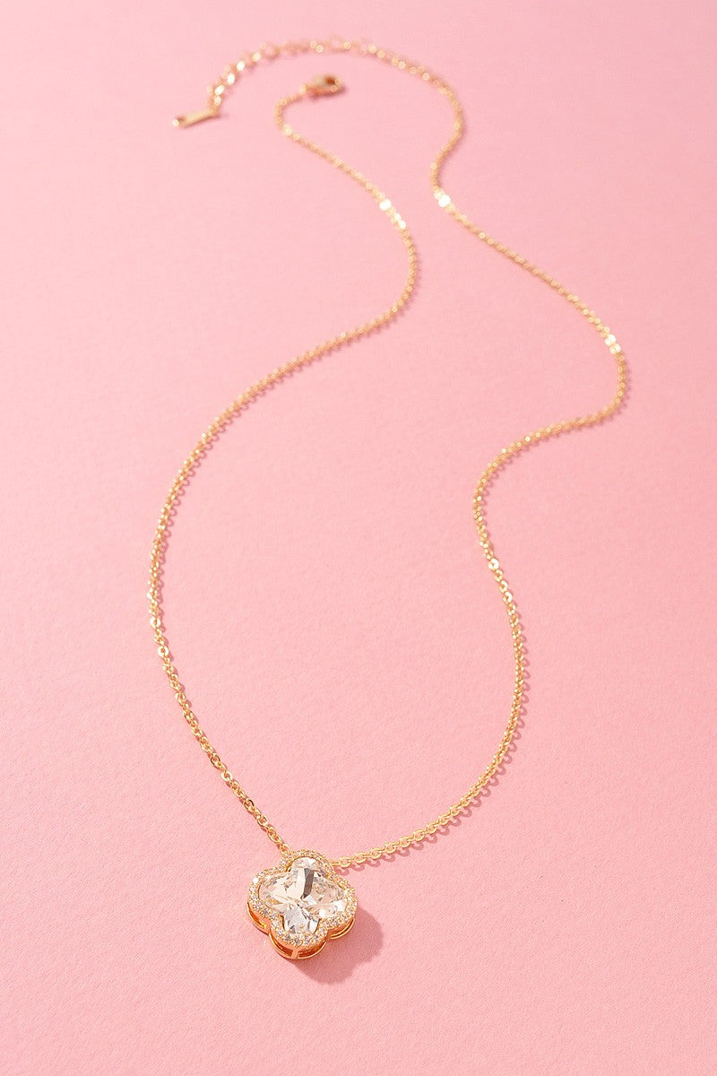 Crystal Clover Charm Necklace