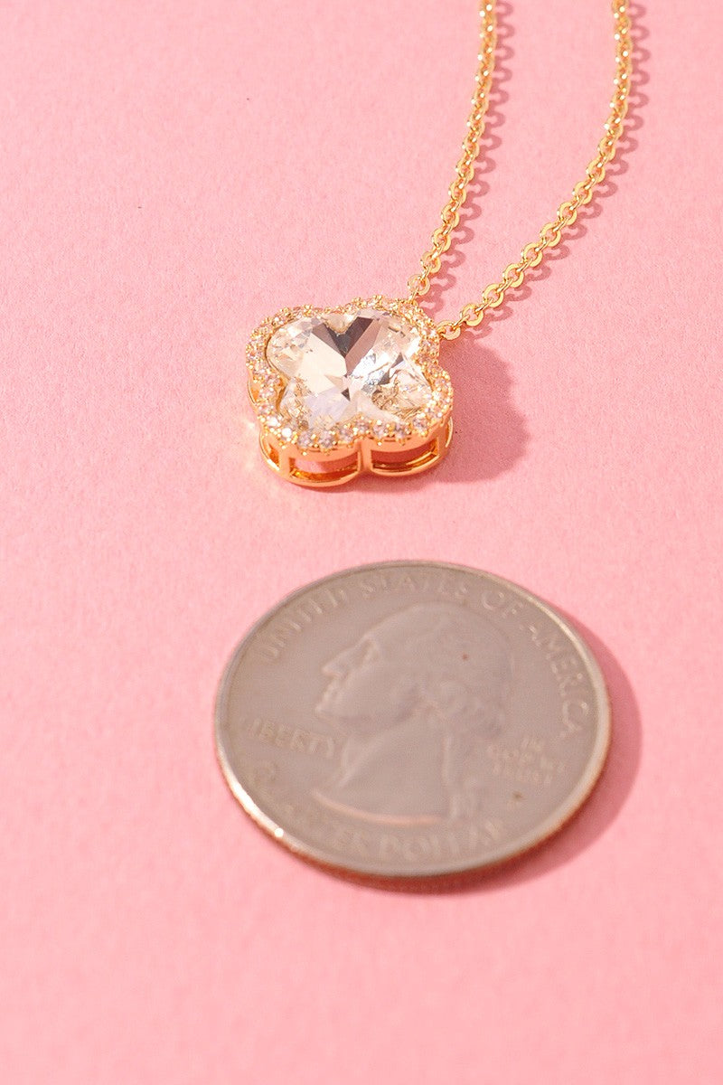 Crystal Clover Charm Necklace