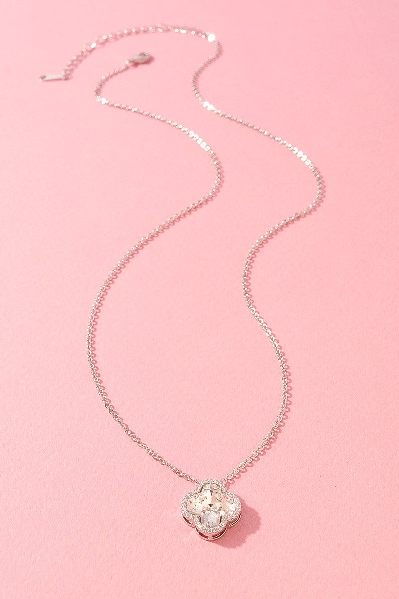 Crystal Clover Charm Necklace