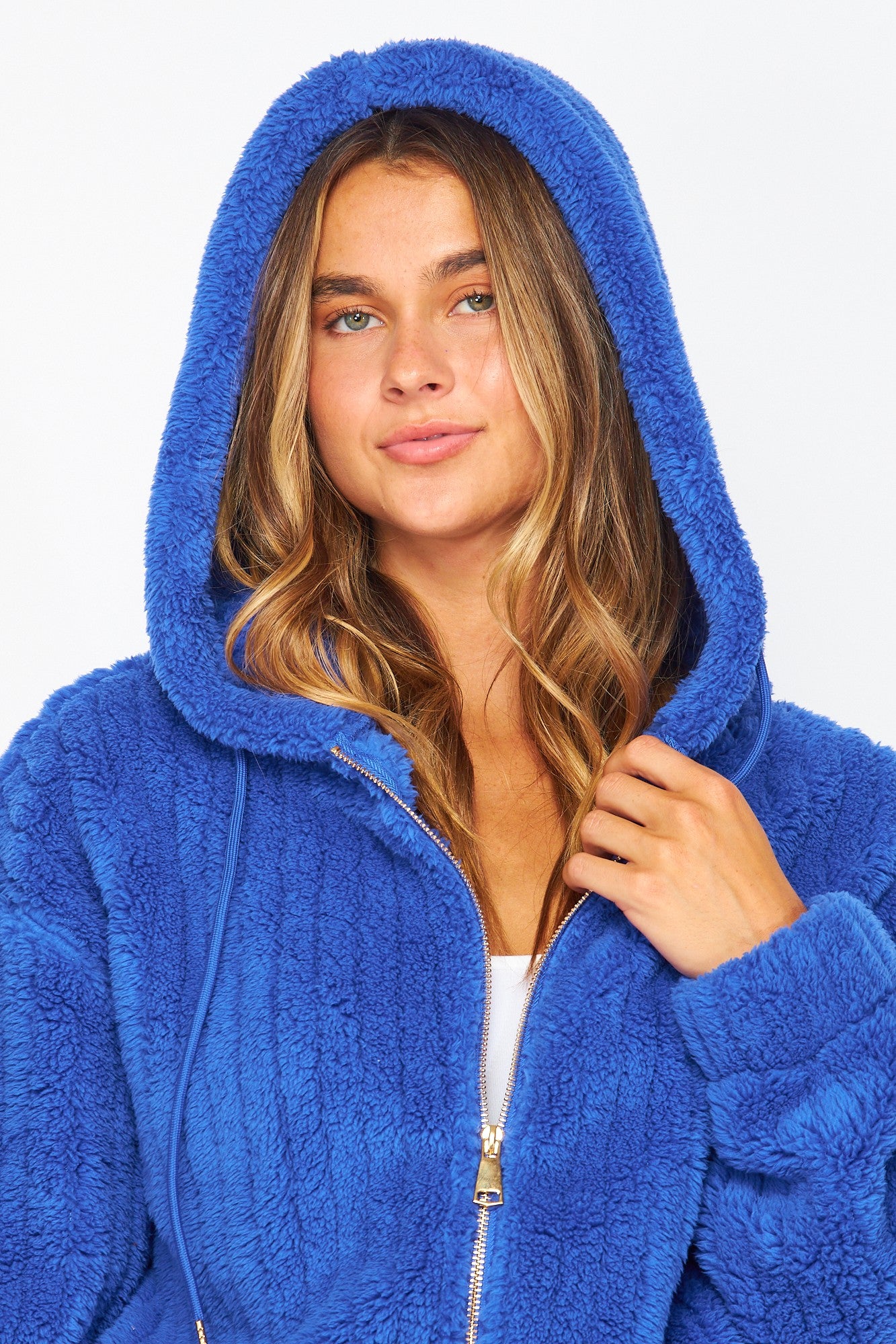 Hooded Sherpa Jacket - Royal