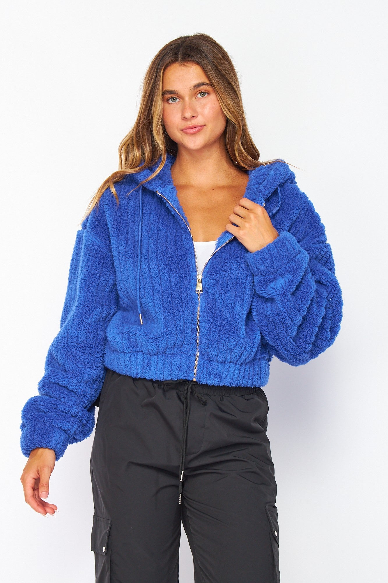 Hooded Sherpa Jacket - Royal