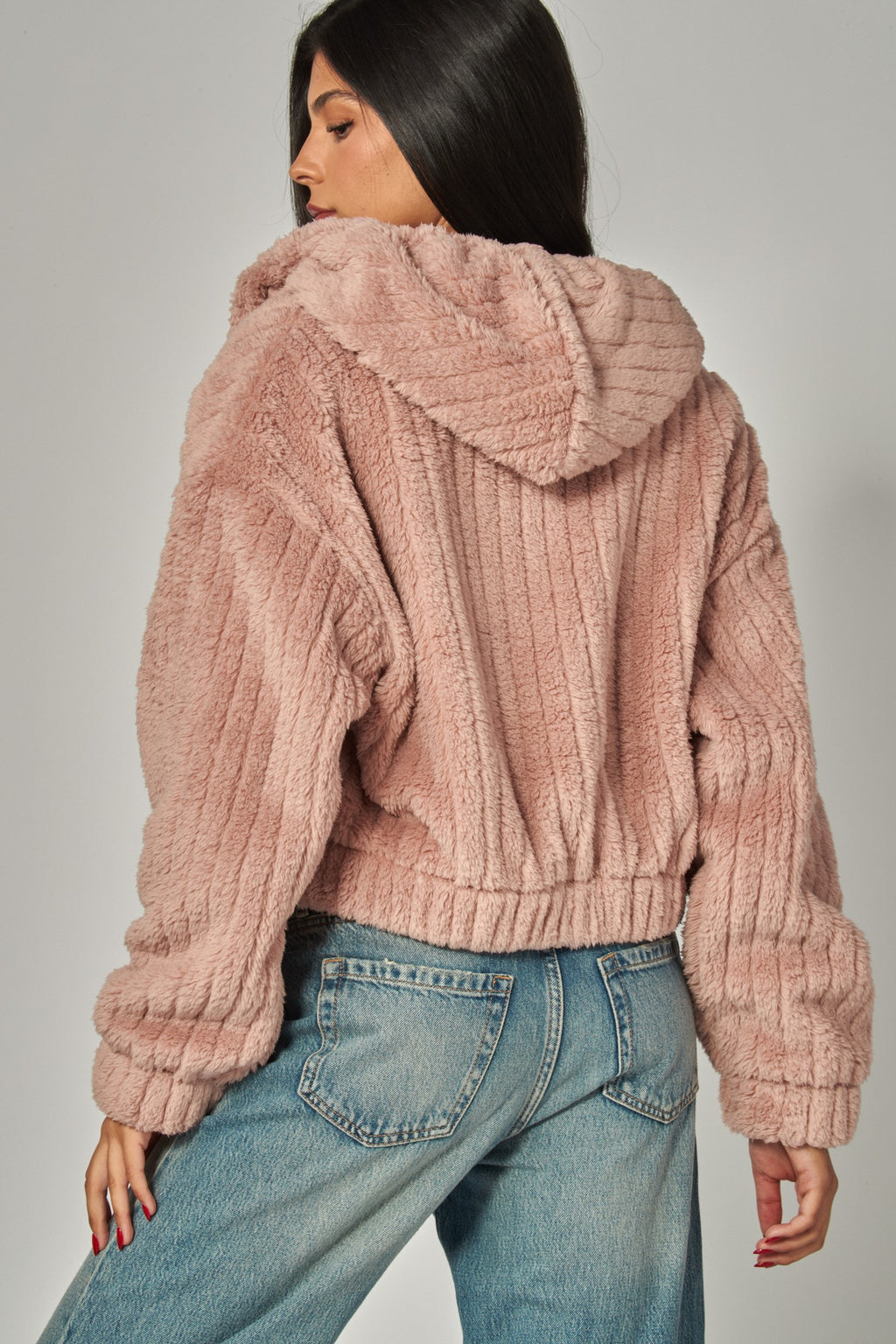 Hooded Sherpa Jacket - Soft Rose