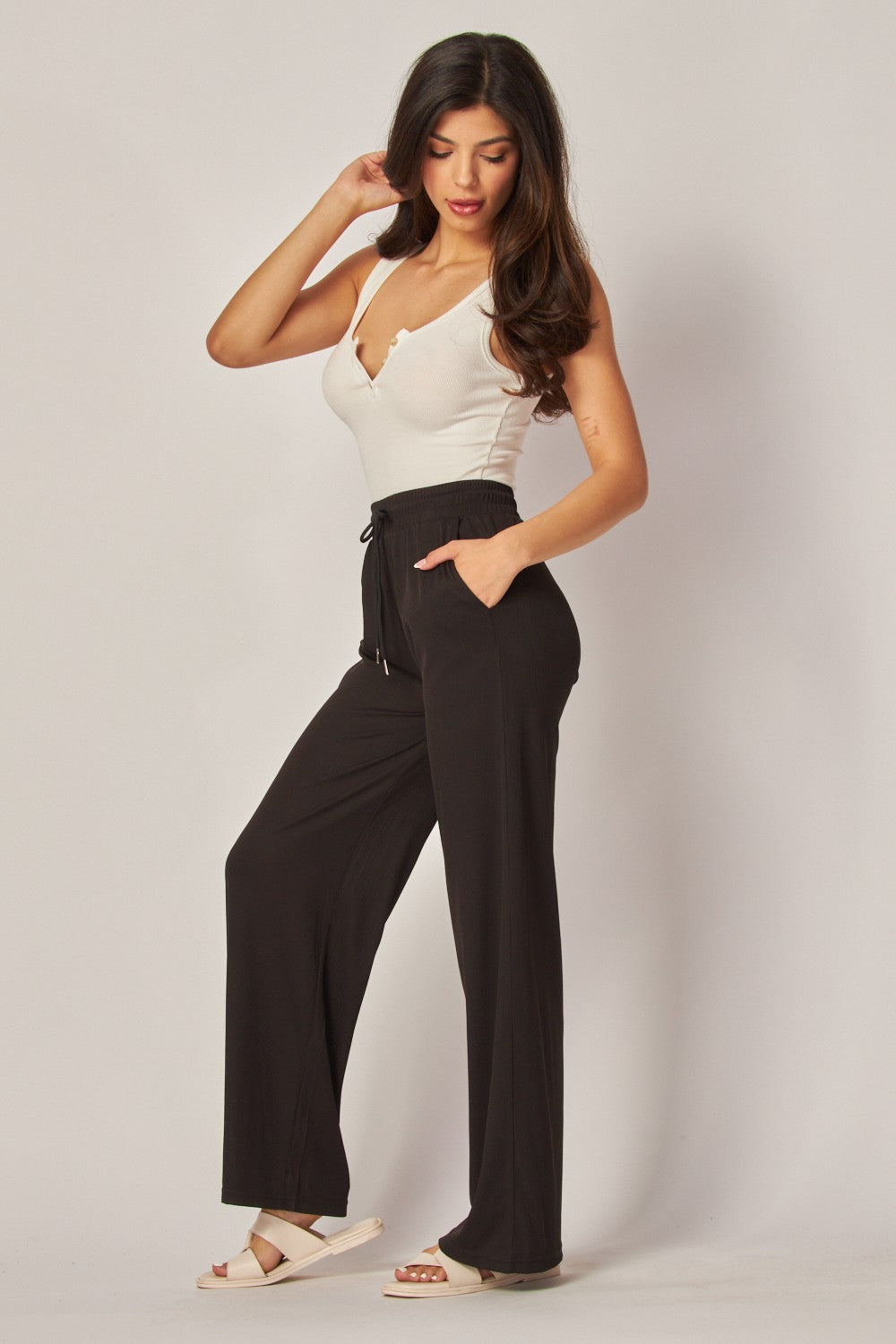 Ribbed Wide Leg Pants