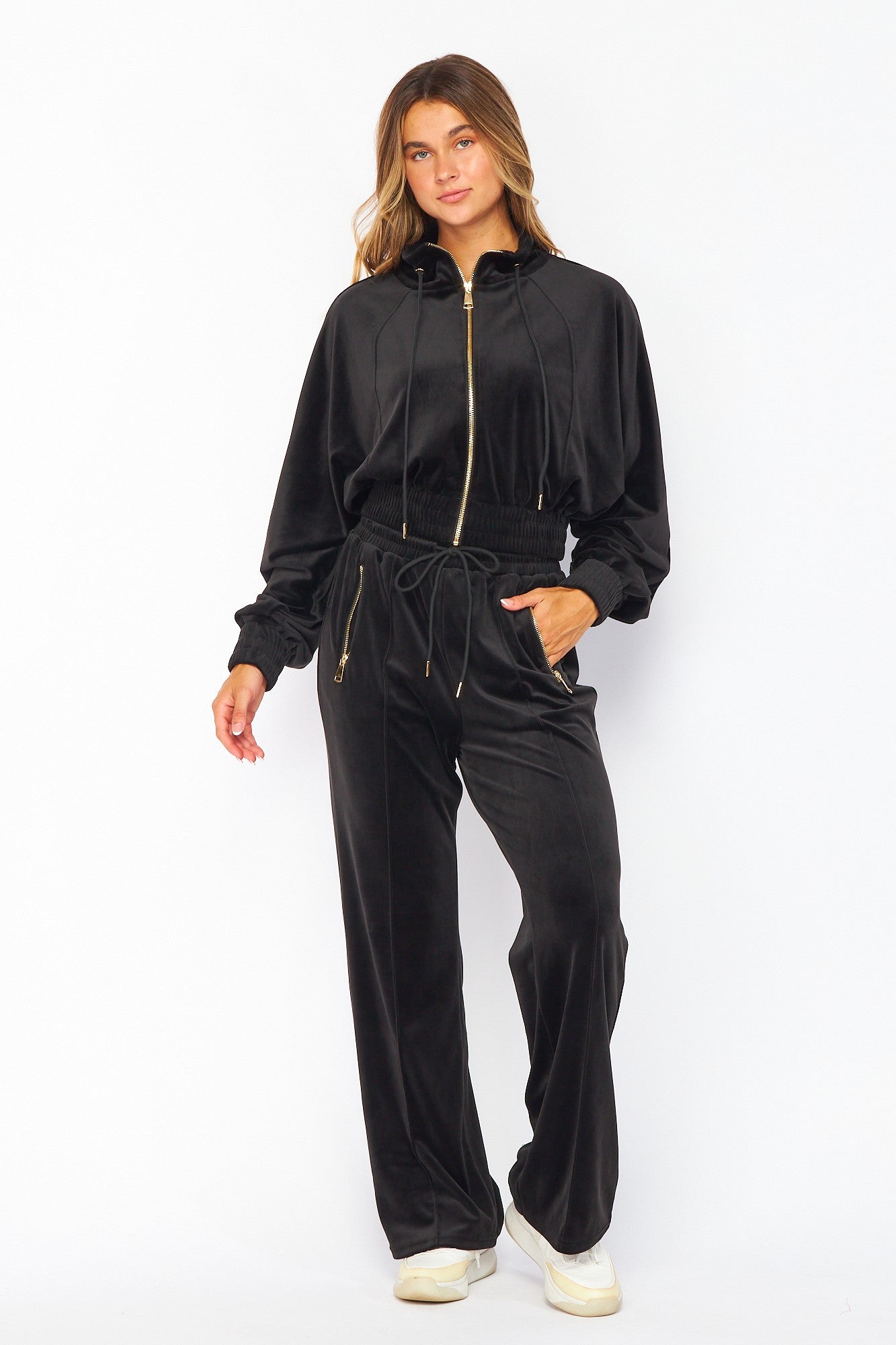 Velour Pant Set - Black