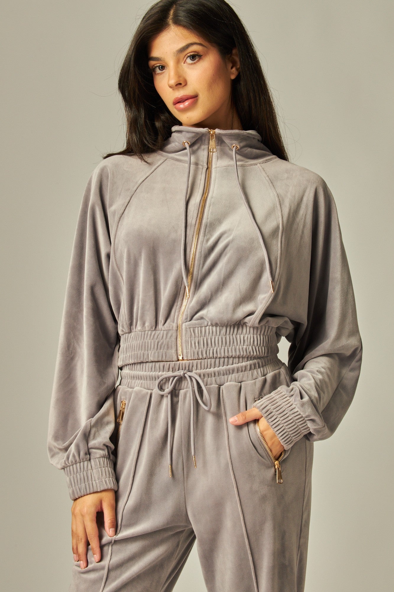 Velour Pant Set - Gray