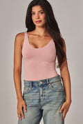 Contour Double Layered Tank Bodysuit - Pink