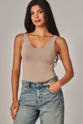 Contour Double Layered Tank Bodysuit - Taupe