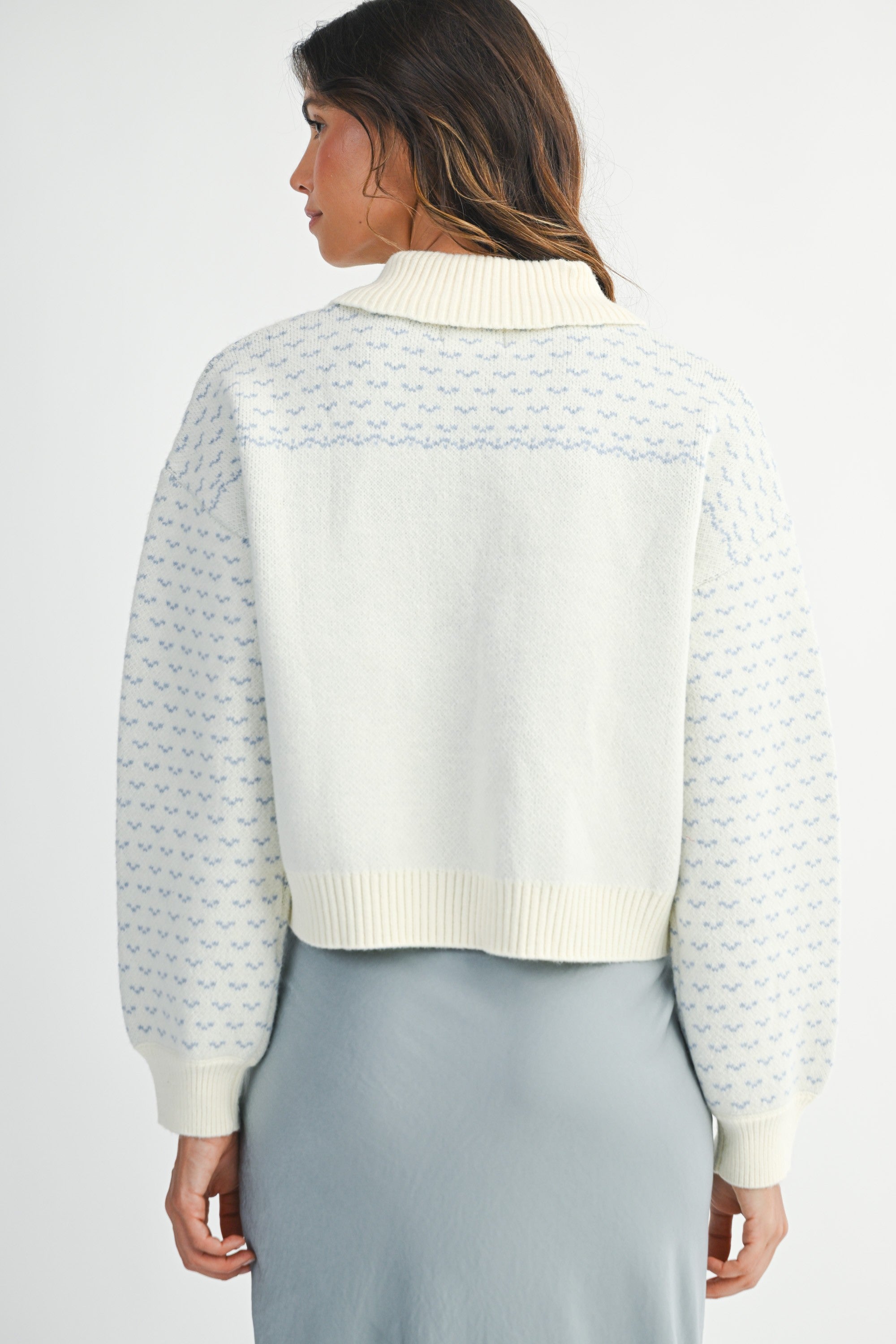 Rose Print Jacquard Knit Cardigan