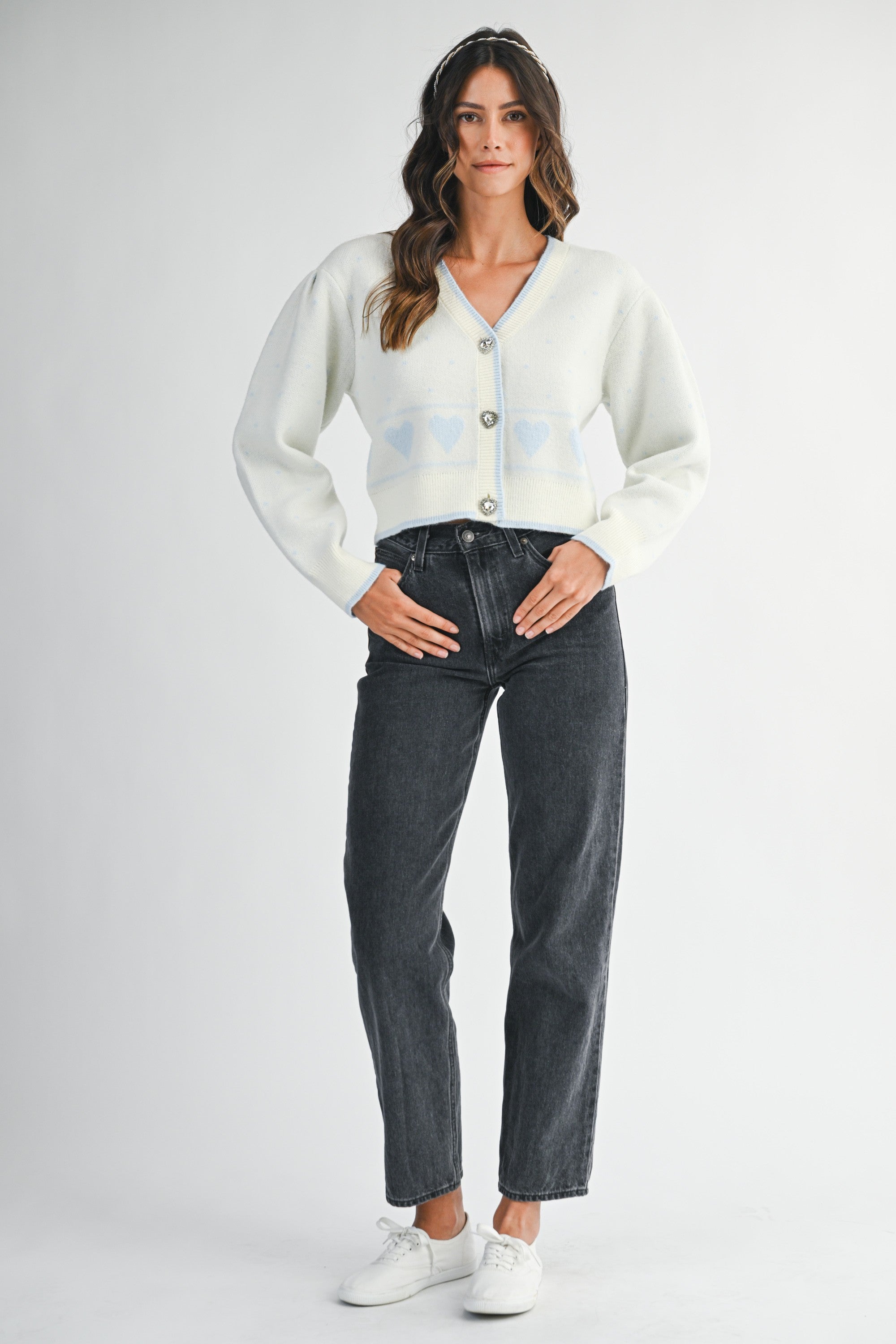 Heart Button Jewel Cardigan