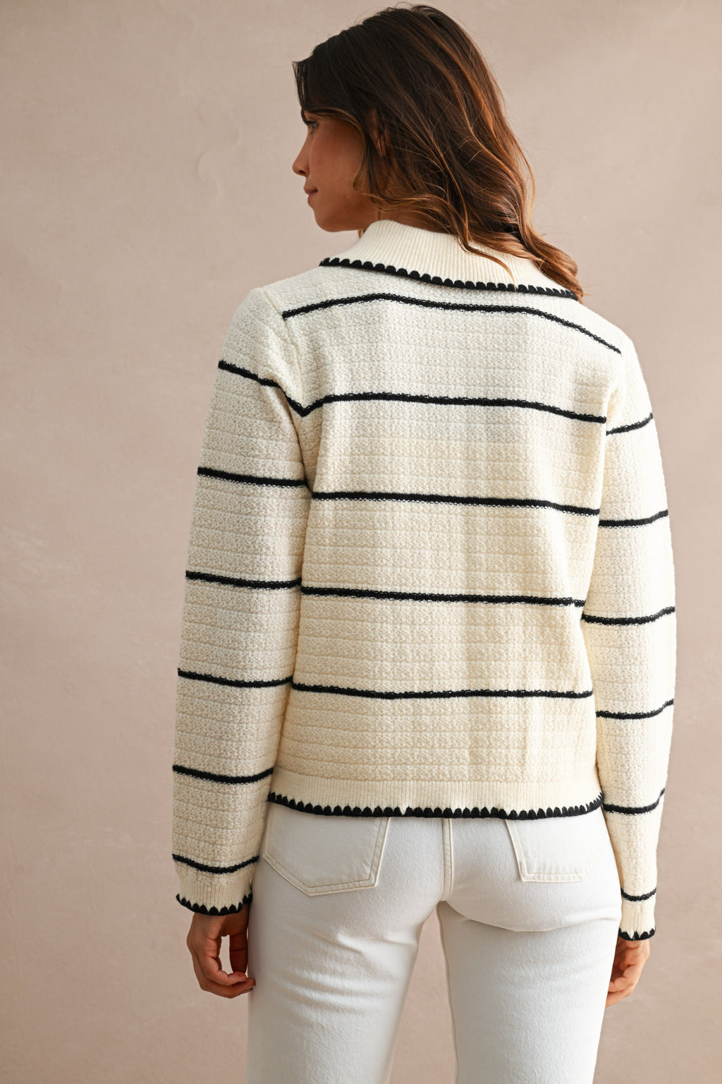 Timeless Contrast Stripe Cardigan