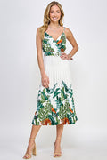 Petal Pleated Midi Dress - White