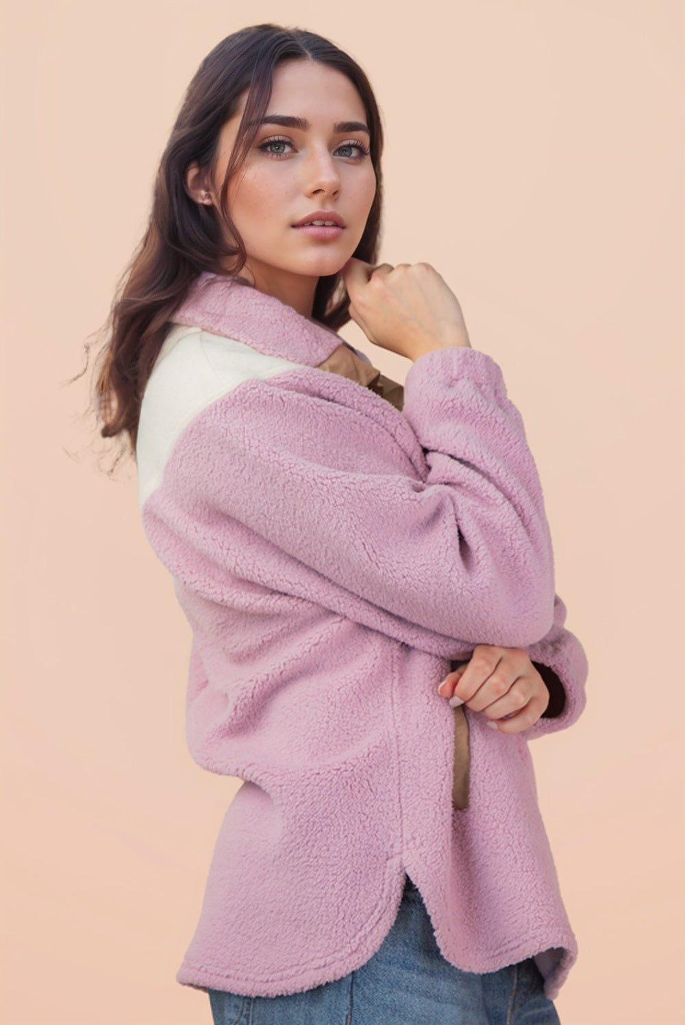 Cozy Colorblock Half-Snap Jacket