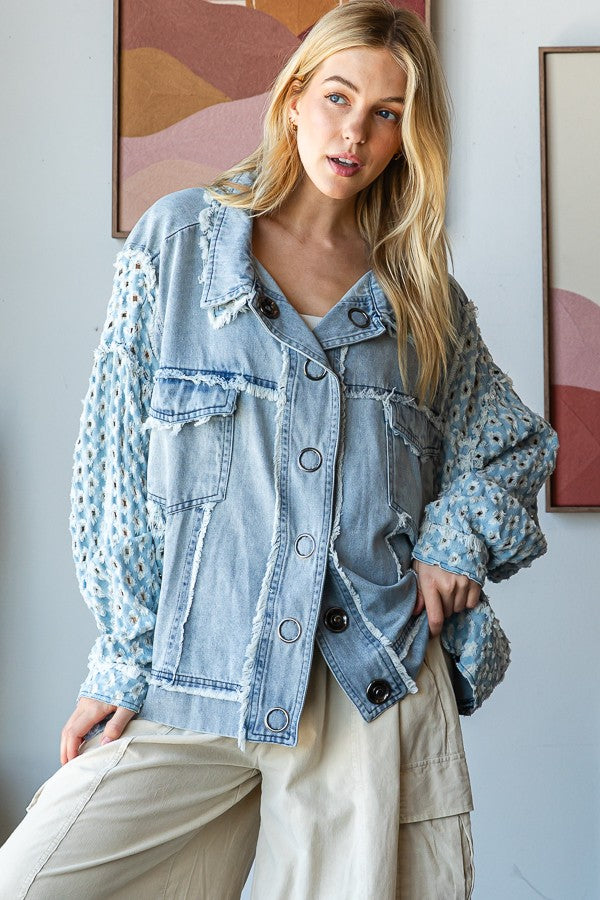 Oli & Hali Contrast Sleeve Denim Jacket