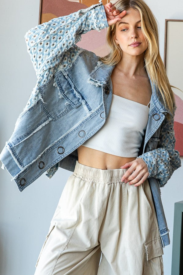 Oli & Hali Contrast Sleeve Denim Jacket