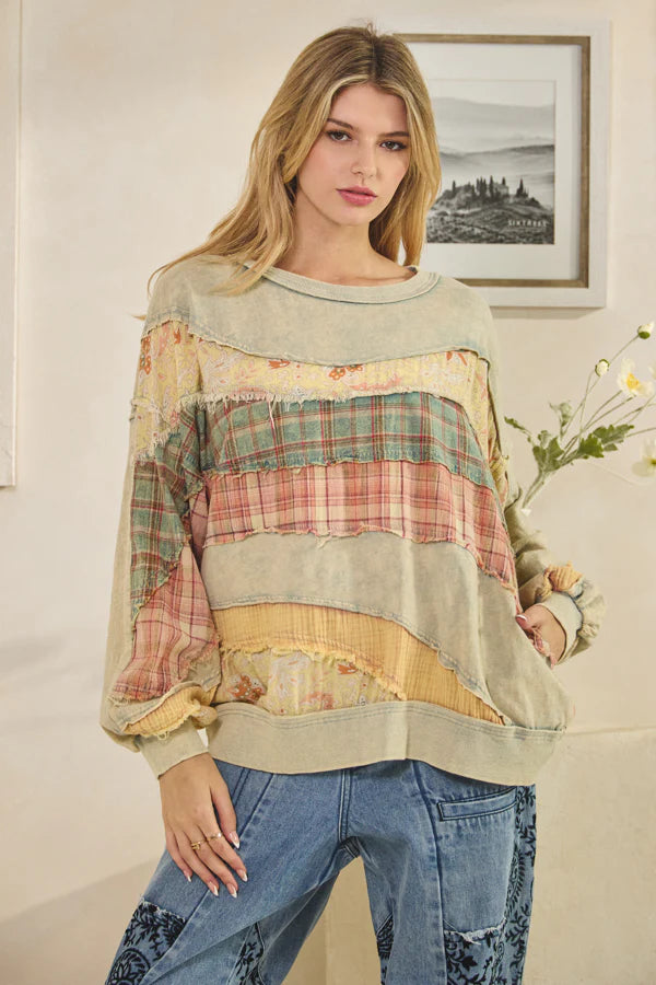 Oli & Hali Colorblock Mineral Wash Top