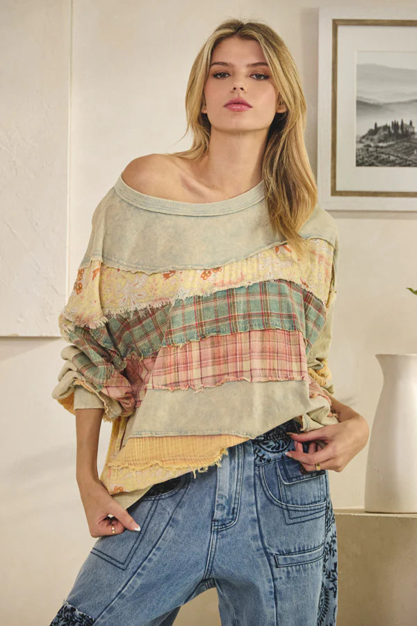 Oli & Hali Colorblock Mineral Wash Top