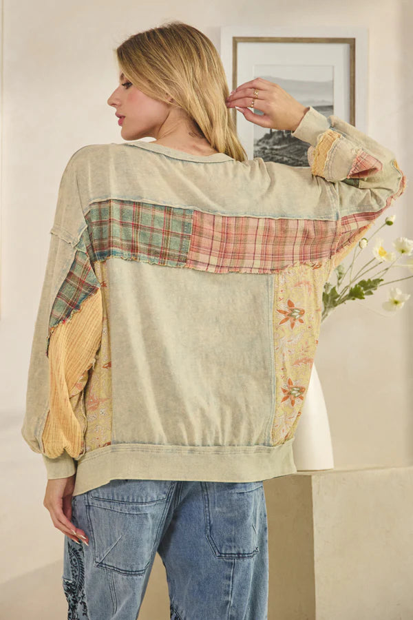 Oli & Hali Colorblock Mineral Wash Top