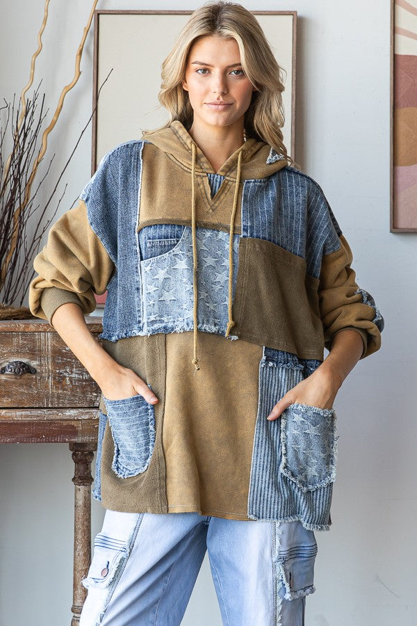 Oli & Hali Patchwork Denim Pullover Top