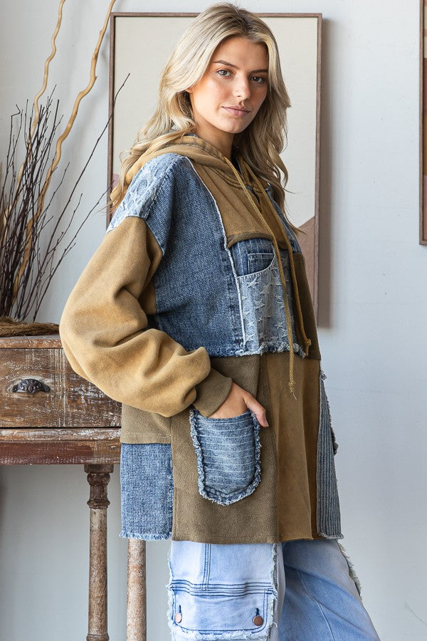 Oli & Hali Patchwork Denim Pullover Top