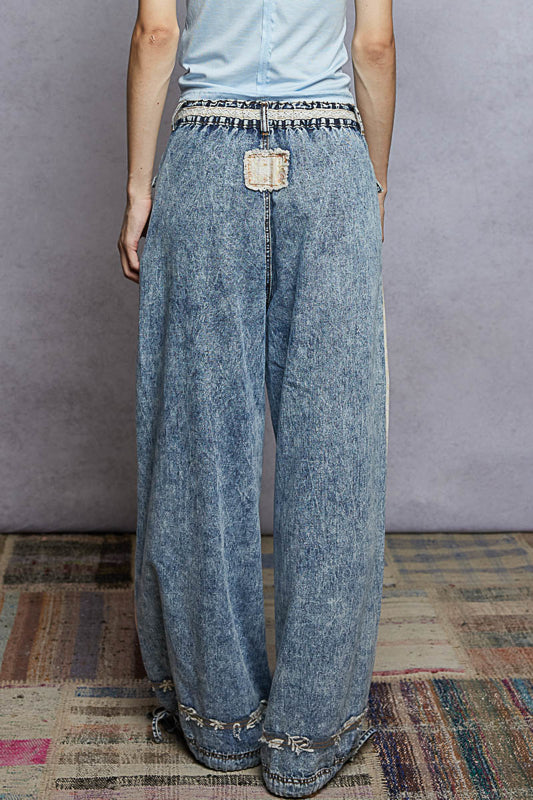 POL Denim Patchwork Pants