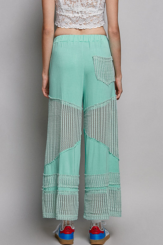 POL Luna Mesh Palazzo Pants - Aqua