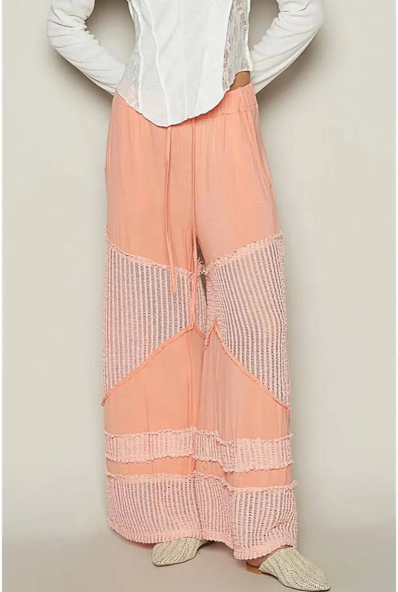 POL Luna Mesh Palazzo Pants - Orange