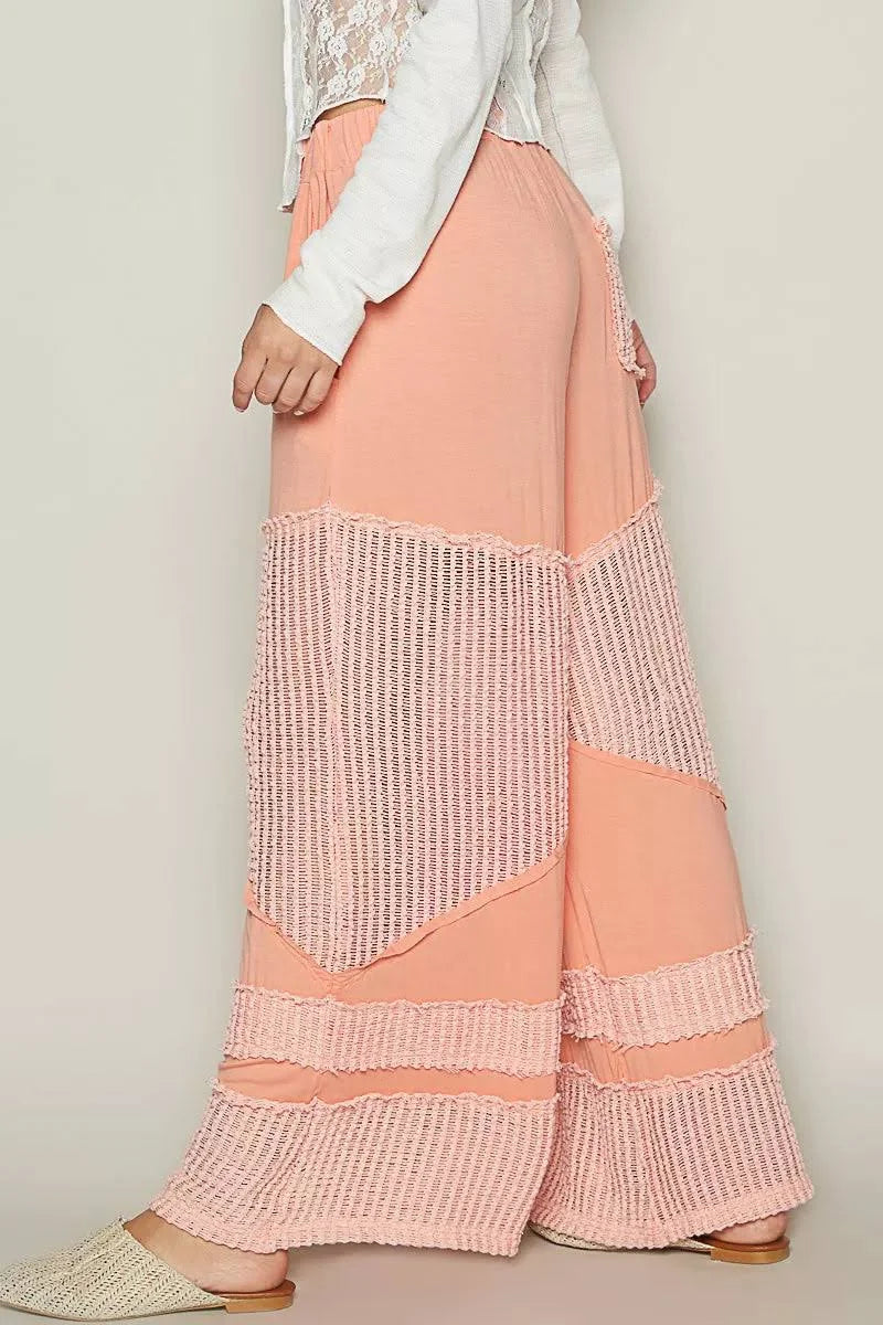 POL Luna Mesh Palazzo Pants - Orange