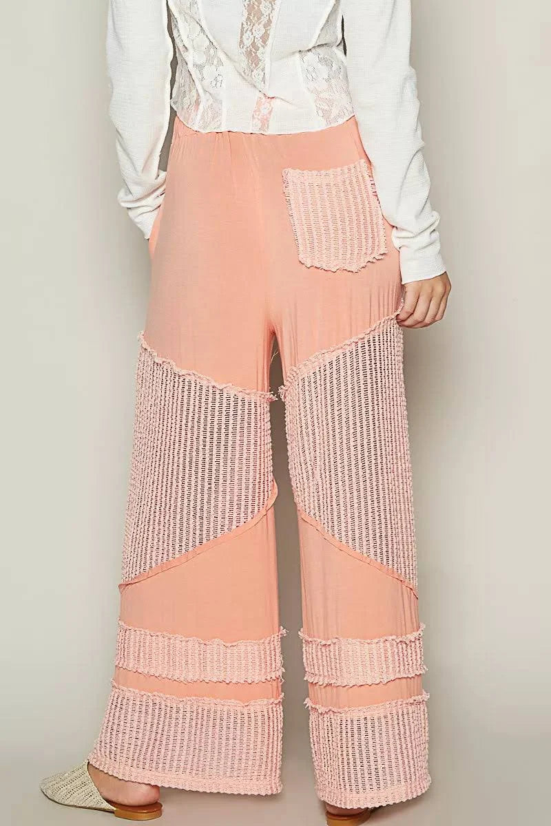 POL Luna Mesh Palazzo Pants - Orange