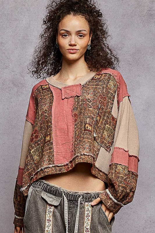 POL Quilted Floral Top