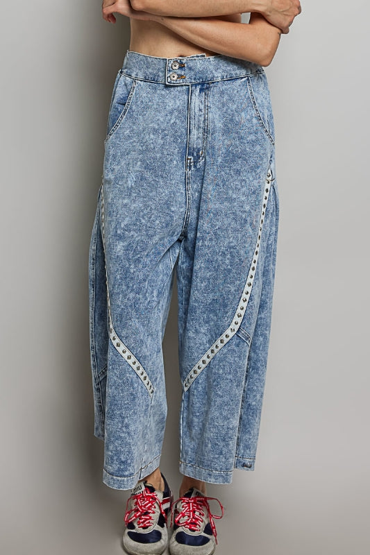 POL Rebel Edge Studded Wide Leg Pants