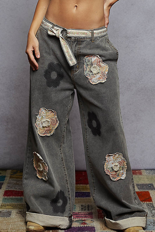 POL Floral Patchwork Pants