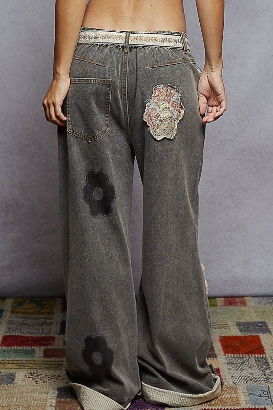 POL Floral Patchwork Pants