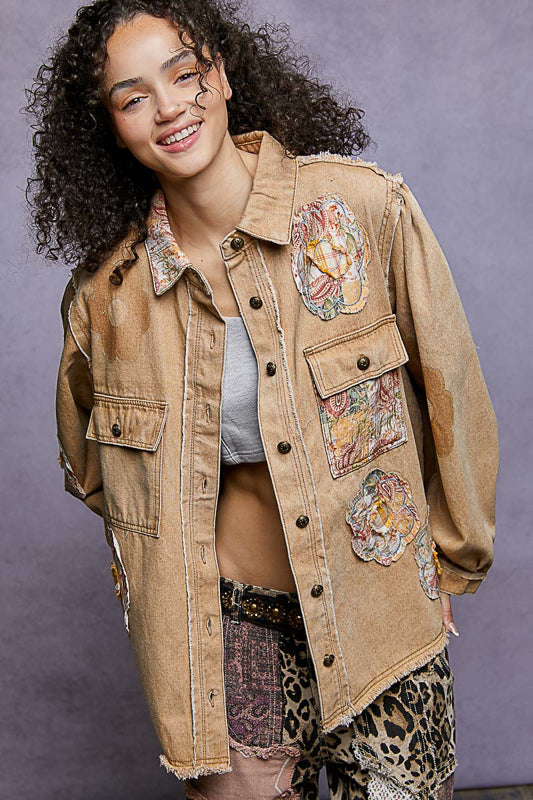 POL Floral Patchwork Jacket