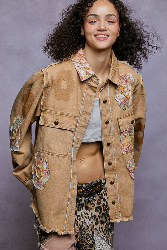 POL Floral Patchwork Jacket