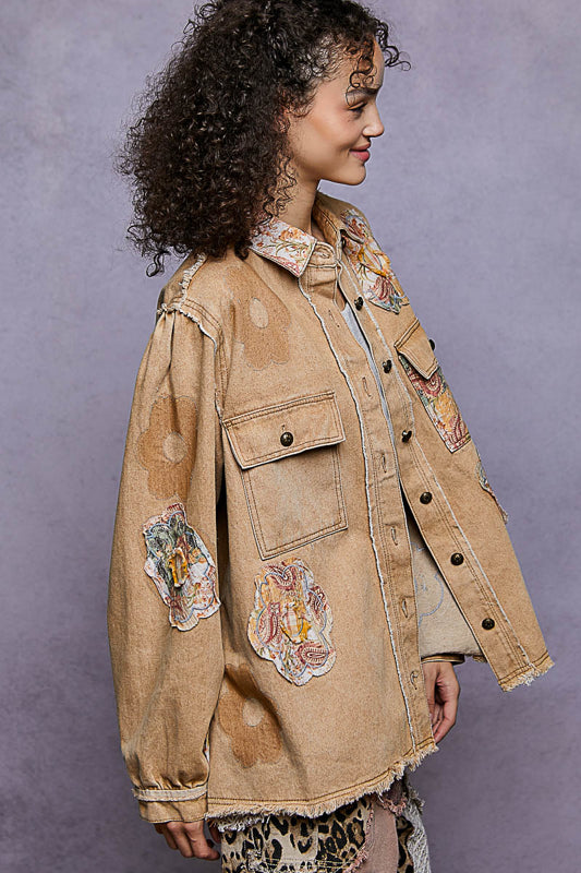 POL Floral Patchwork Jacket